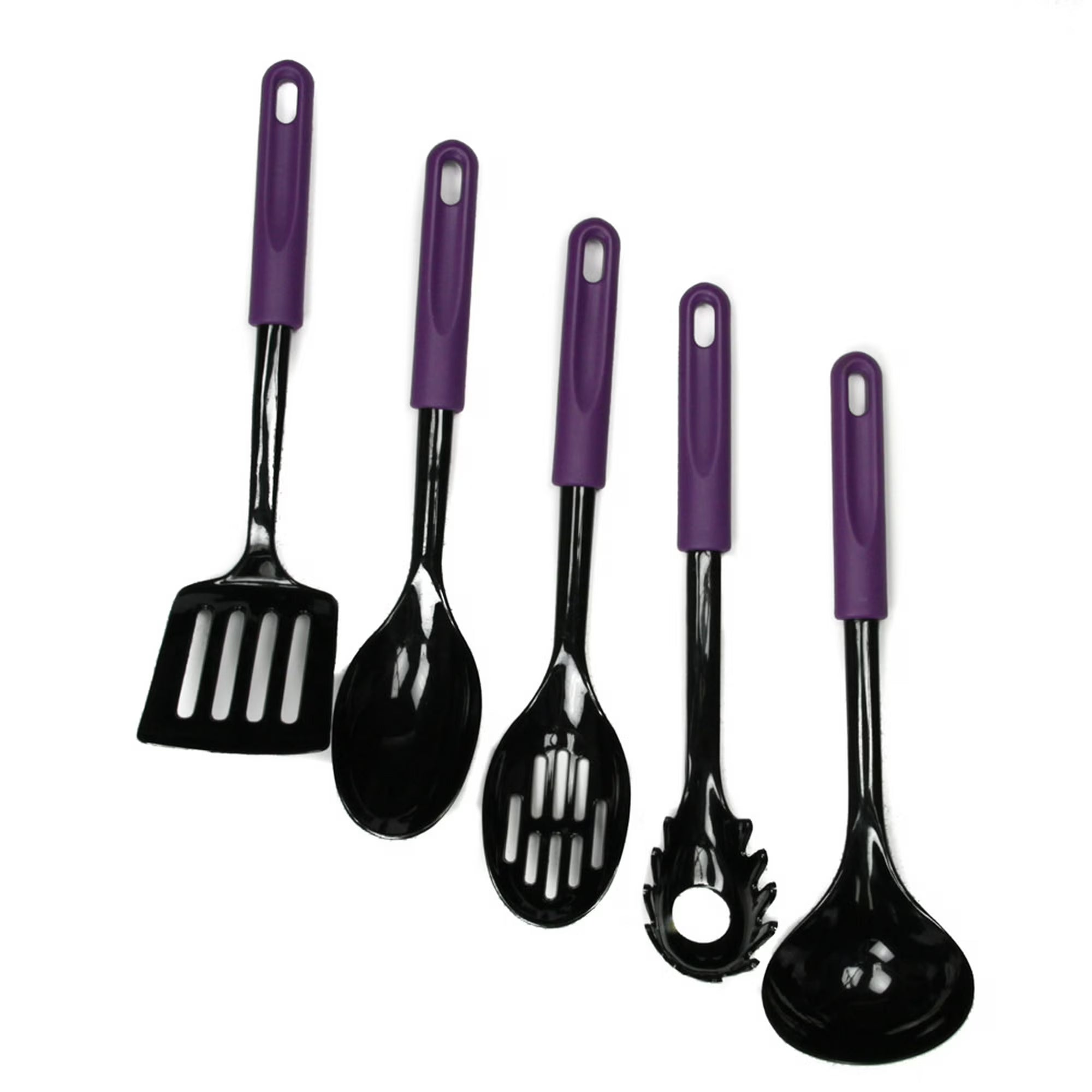 Chef Craft Basic 5-Piece Nylon Kitchen Utensil Set – Heat-Resistant, Non-Scratch Cooking Tools, Purple