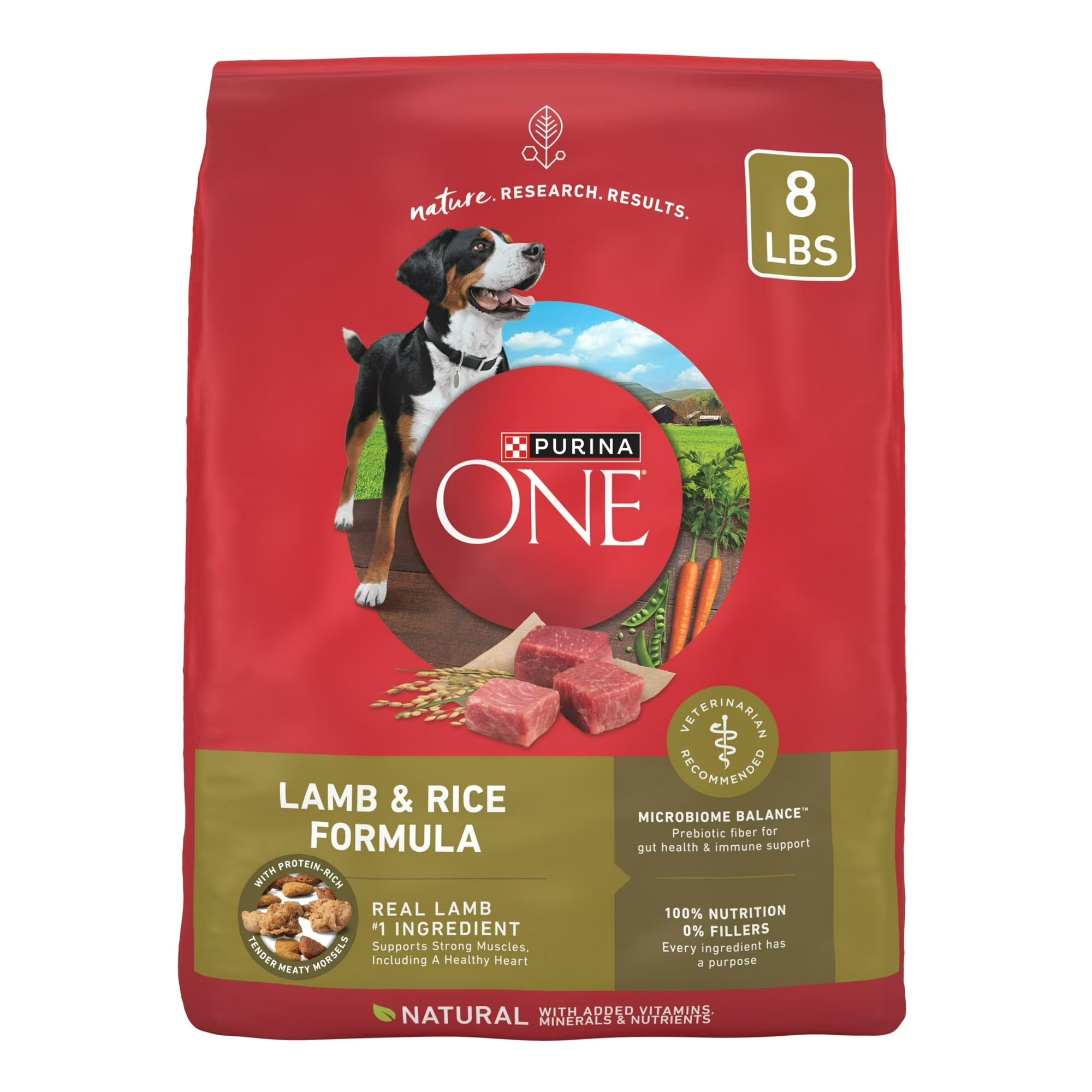 Purina ONE Lamb & Rice Formula Dry Dog Food – High Protein Nutrition for Adult Dogs, 8 lb Bag