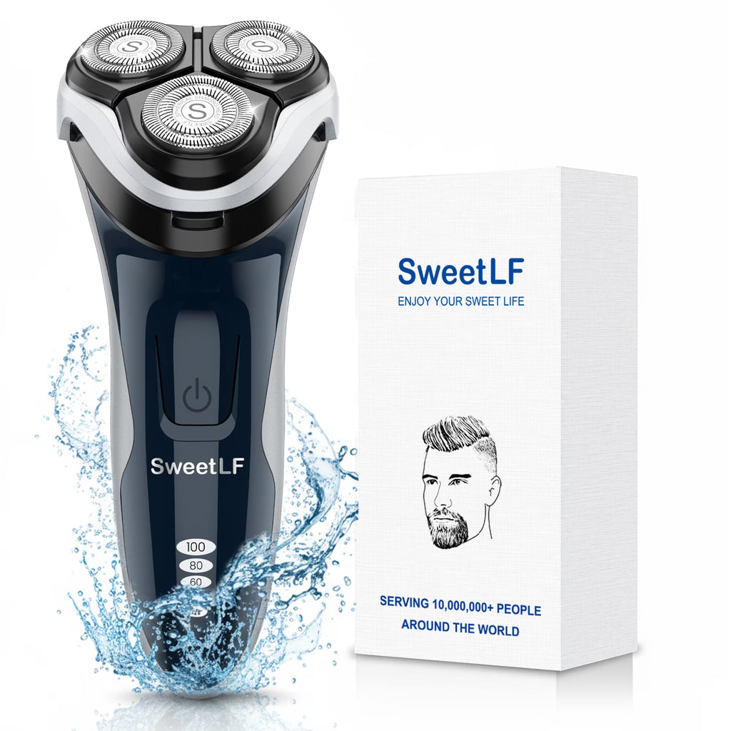 SweetLF Electric Shaver for Men – Cordless Rechargeable Razor with Beard Trimmer, IPX7 Waterproof, Blue