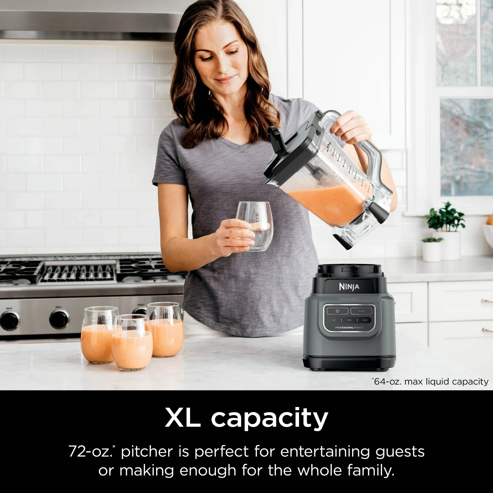 Ninja Classic Blender BE200 – 1000W Power, 3-Speed Smoothie & Crushing Blender with 72 oz. Pitcher, Dark Gray