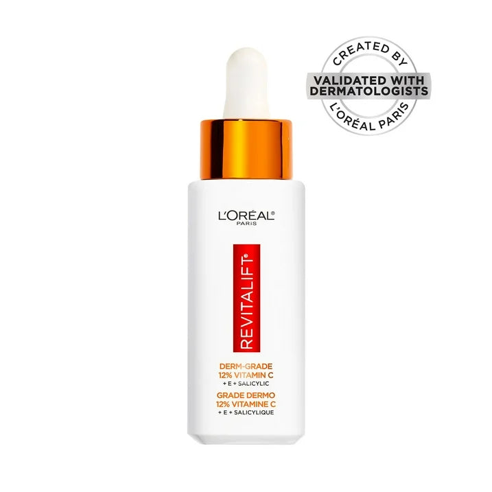 L'Oréal Paris Revitalift Vitamin C 12% Serum with Vitamin E & Salicylic Acid, 1 fl oz – Brightening & Skin Renewal