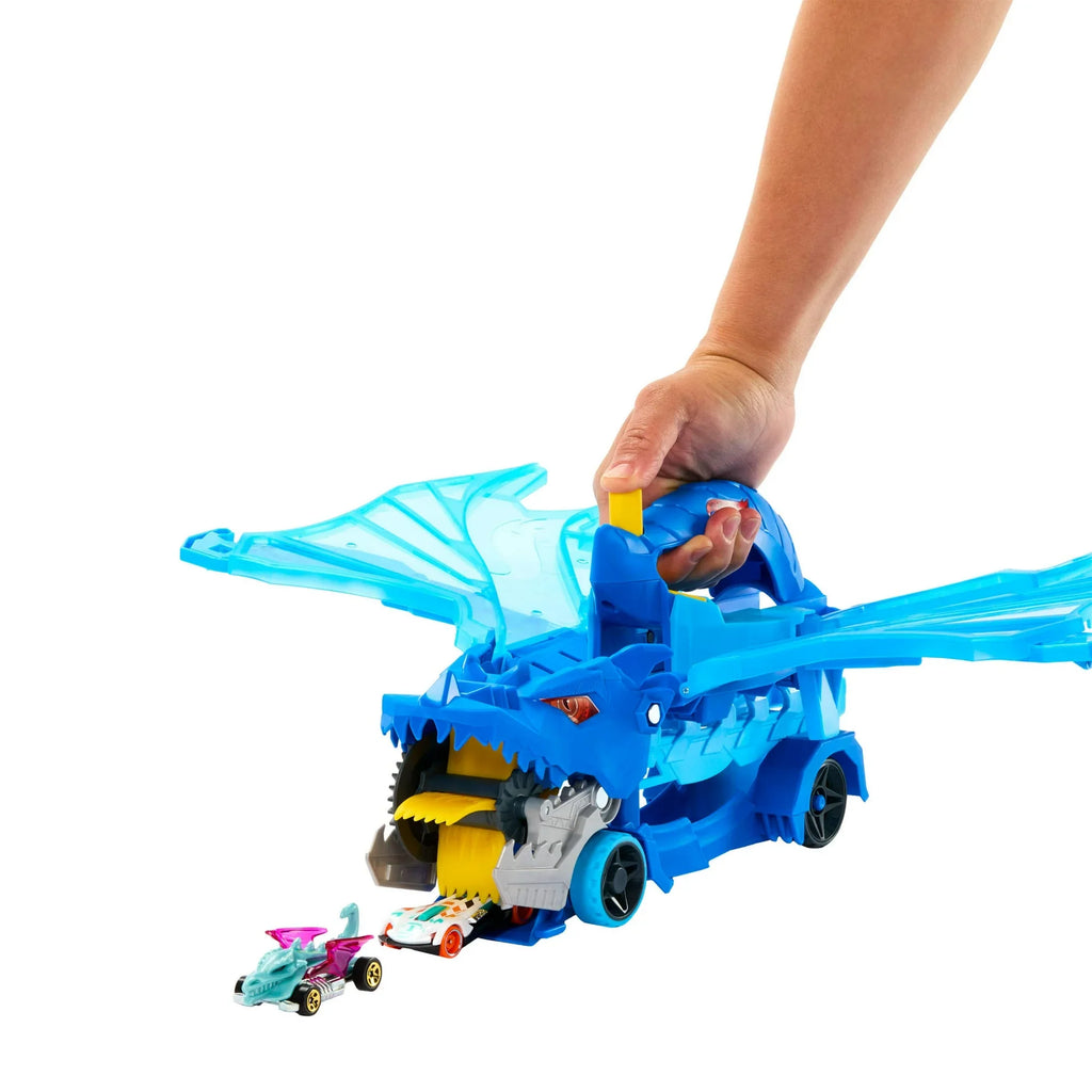 Hot Wheels City Ultimate Dual Dragon Transporter – Carrying Truck with 2 Included 1:64 Scale Toy Cars